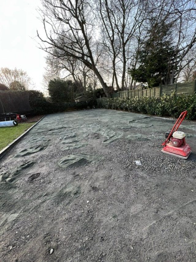 Lawn leveling before Easi-Belgravia Easigrass installation