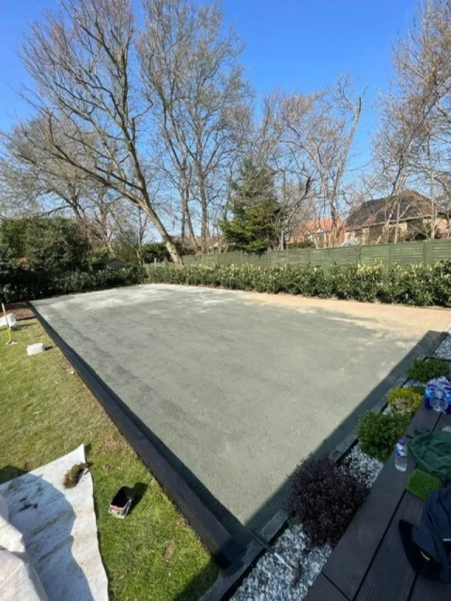 Base laid before Easigrass fake grass installation