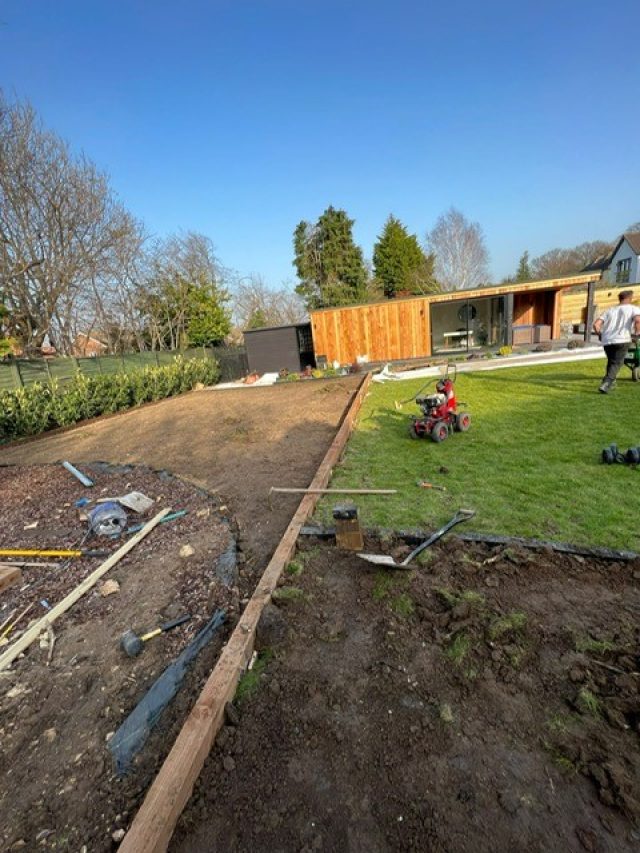 Easigrass Northern Ireland team part way through artificial turf installation